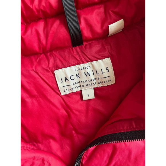 Jack Wills Red Down Filled Spell Logo Full Zip Quilted Puffer Vest Womens Small - Picture 6 of 8